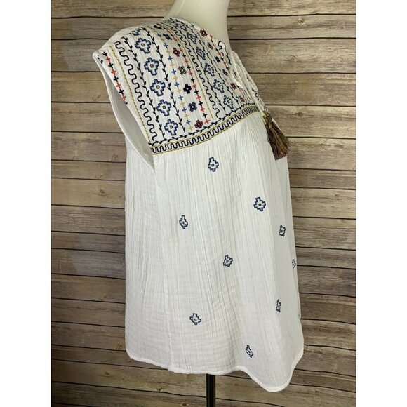 Rachel Zoe NWT Medium Peasant Top Embroidered Boho - Picture 8 of 11